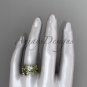 Celtic knot yellow gold leaf wedding ring set CT7522S