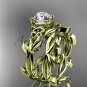 Celtic knot yellow gold leaf wedding ring set with a "Forever One" Moissanite center stone CT7522S
