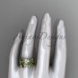 Celtic knot yellow gold leaf wedding ring set with a "Forever One" Moissanite center stone CT7522S