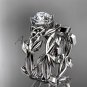 Celtic knot white gold leaf wedding ring set with a "Forever One" Moissanite center stone CT7522S