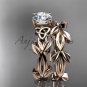 Celtic knot rose gold leaf wedding ring set with a "Forever One" Moissanite center stone CT7522S
