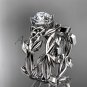 Celtic knot platinum leaf wedding ring set with a "Forever One" Moissanite center stone CT7522S