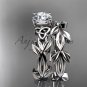 Celtic knot platinum leaf wedding ring set with a "Forever One" Moissanite center stone CT7522S