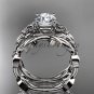 Celtic knot platinum leaf wedding ring set with a "Forever One" Moissanite center stone CT7522S