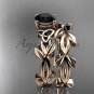 Celtic knot rose gold leaf wedding ring set with a Black Diamond center stone CT7522S