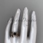 Celtic knot rose gold leaf wedding ring set with a Black Diamond center stone CT7522S