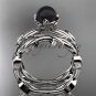 Black Pearl flower wedding 14kt white gold set without diamonds ABP522S