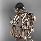 Black Pearl flower wedding 14kt rose gold set without diamonds ABP522S