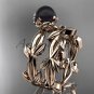 Black Pearl flower wedding 14kt rose gold set without diamonds ABP522S