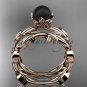 Black Pearl flower wedding 14kt rose gold set without diamonds ABP522S