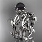 Black Pearl flower wedding platinum set without diamonds ABP522S