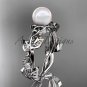 Celtic triquetra knot platinum diamond pearl vine and leaf bridal ring CTP759