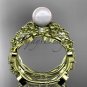 Celtic triquetra knot yellow gold diamond pearl vine and leaf wedding set CTP759S