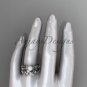 Celtic triquetra knot platinum diamond pearl vine and leaf wedding set CTP759S
