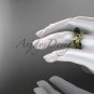 Celtic triquetra knot yellow gold diamond round black cultured pearl leaf wedding ring set CTBP759S