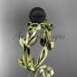 Celtic trinity knot yellow gold black cultured pearl leaf engagement ring CTBP7522