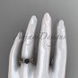 Celtic trinity knot rose gold black cultured pearl leaf engagement ring CTBP7522