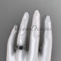 Celtic trinity knot platinum black cultured pearl leaf engagement ring CTBP7522