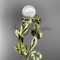 Celtic trinity knot yellow gold pearl leaf engagement ring CTP7522