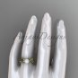 Celtic trinity knot yellow gold pearl leaf engagement ring CTP7522