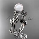 Celtic trinity knot platinum pearl leaf engagement ring CTP7522