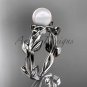 Celtic trinity knot platinum pearl leaf engagement ring CTP7522