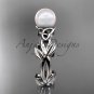 Celtic trinity knot platinum pearl leaf engagement ring CTP7522