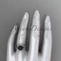 Black pearl engagement rings 14kt white gold diamond leaf wedding ring ABP64