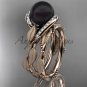 Unique black pearl rose gold engagement set with diamonds ABP64S