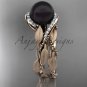 Unique black pearl rose gold engagement set with diamonds ABP64S