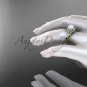 Celtic yellow gold ring diamond pearl leaf engagement ring CTP764