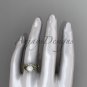 Celtic yellow gold ring diamond pearl leaf engagement ring CTP764