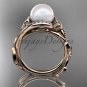 Celtic rose gold ring diamond pearl leaf engagement ring CTP764