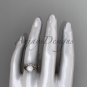 Celtic rose gold ring diamond pearl leaf engagement ring CTP764