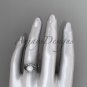 Celtic platinum ring diamond pearl leaf engagement ring CTP764