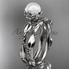 Diamond Unique Pearl Wedding Set Ring 14kt White Gold Wedding Ring AP178S