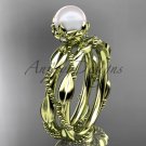 Diamond Unique Pearl Wedding Set Ring 14kt yellow Gold Wedding Ring AP178S