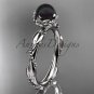 Unique Diamond Black Pearl Engagement Ring 14kt White Gold Wedding Ring ABP178