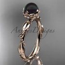 Unique Diamond Black Pearl Engagement Ring 14kt rose Gold Wedding Ring ABP178