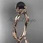 Unique Diamond Black Pearl Engagement Ring 14kt rose Gold Wedding Ring ABP178