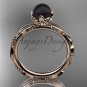 Unique Diamond Black Pearl Engagement Ring 14kt rose Gold Wedding Ring ABP178