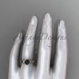 Unique Diamond Black Pearl Engagement Ring 14kt rose Gold Wedding Ring ABP178