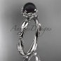 Unique Diamond Black Pearl Engagement Ring platinum Wedding Ring ABP178