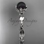 Unique Diamond Black Pearl Engagement Ring platinum Wedding Ring ABP178