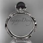 Unique Diamond Black Pearl Engagement Ring platinum Wedding Ring ABP178
