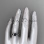 Unique Diamond Black Pearl Engagement Ring platinum Wedding Ring ABP178