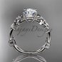 Moissanite Engagement Ring 14k white gold modern engagement ring ADLR424