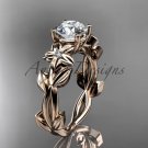 Leaf and Flower Engagement Ring 14k rose gold modern engagement ring ADLR424