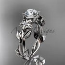 Leaf and Flower Engagement Ring platinum modern engagement ring ADLR424