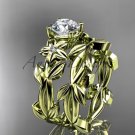 Leaf and Flower Wedding Sets 14k yellow gold modern engagement set ADLR424S